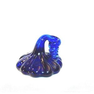 Deep Blue Swirl Glass Sculpture Accent Piece Pen Holder Paperweight Art Glass